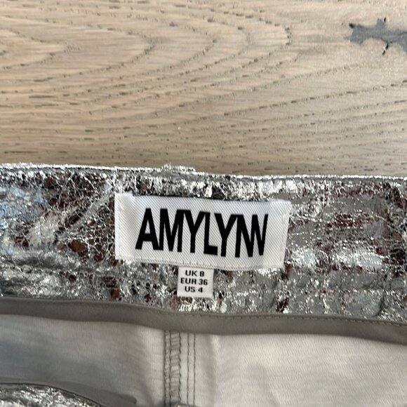AMYLYNN LUPE SILVER TEXTURED METALLIC TROUSER SIZE 4 - Picture 9 of 11